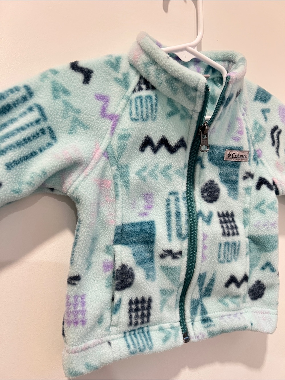 Columbia Baby Fleece Jacket | Mint Geometric Print | 6-12 Months